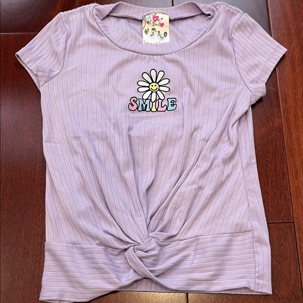 Lavender Kids Short Sleeve Tee with Smile Design